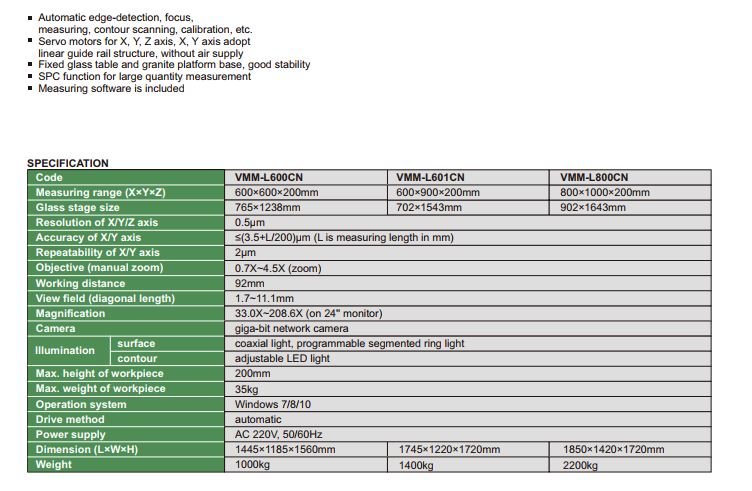 Máy đo quang học tự động Insize VMM-L1001CN