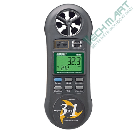 Máy đo độ ẩm, nhiệt độ và tốc độ gió Extech 45160