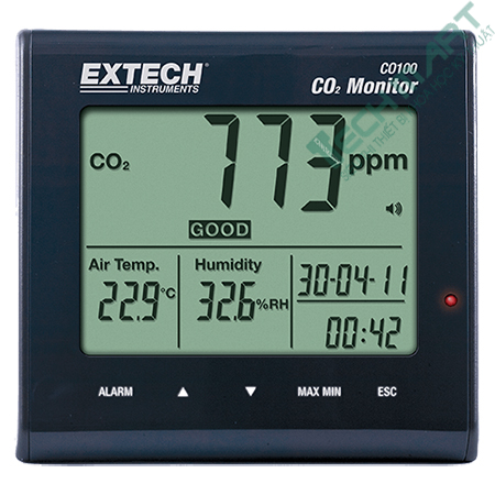 Máy đo khí CO2, nhiệt độ và độ ẩm trong nhà Extech CO100