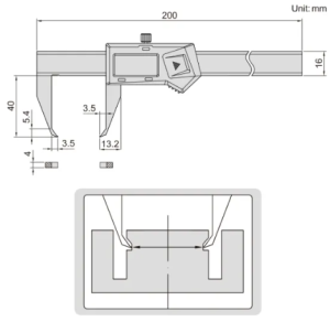 Thước cặp điện tử đo rãnh ngoài INSIZE 1535-100