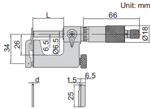 Panme cơ khí đầu đo thay thế được INSIZE 3262-50A (25-50mm)