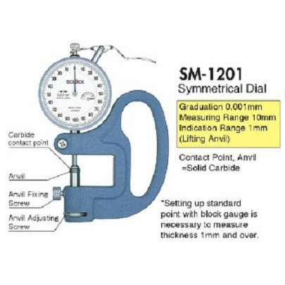Đồng hồ đo độ dày Teclock SM-1201 (10mm/0.01mm)