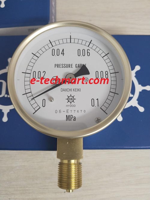 Đồng hồ đo áp suất AT G3/8 φ75 (0~0.1Mpa) Daiichi Keiki