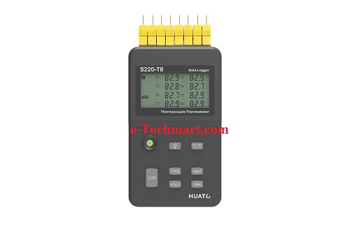Máy ghi dữ liệu nhiệt độ cầm tay đa kênh HUATO S220-T8