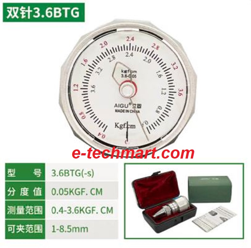 Dụng cụ đo momen xoắn AIGU 3.6BTG-S (0.4-3.6kgf.cm)