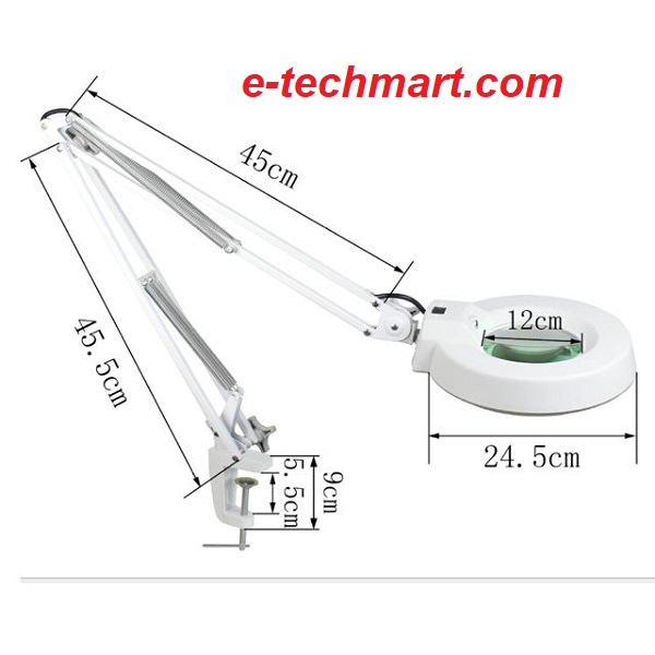 Kính lúp 3X kẹp bàn LT-86A có đèn LED